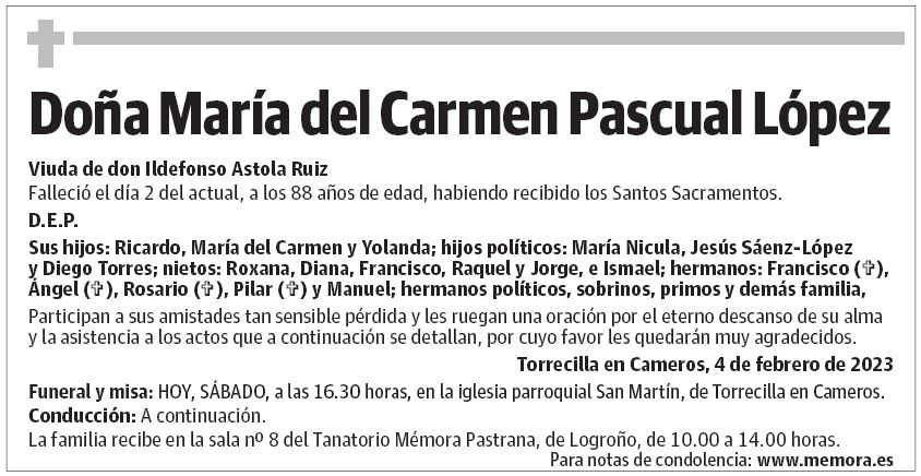 Doña María del Carmen Pascual López
