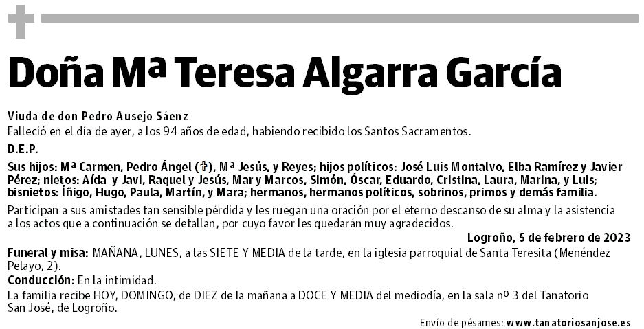 Doña Mª Teresa Algarra García
