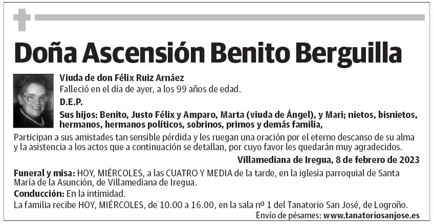 Doña Ascensión Benito Berguilla