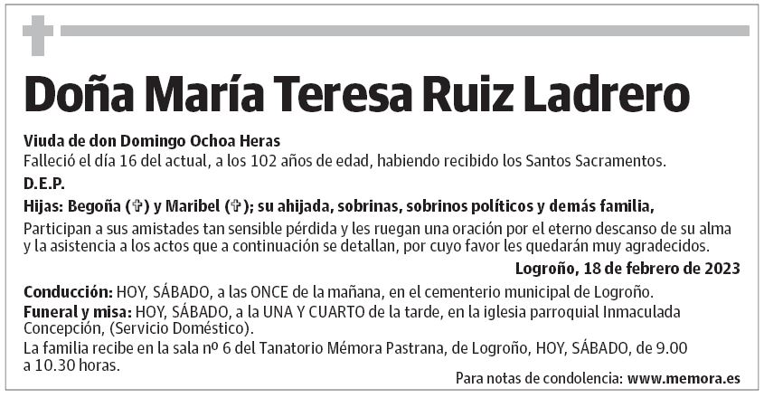 Doña María Teresa Ruiz Ladrero
