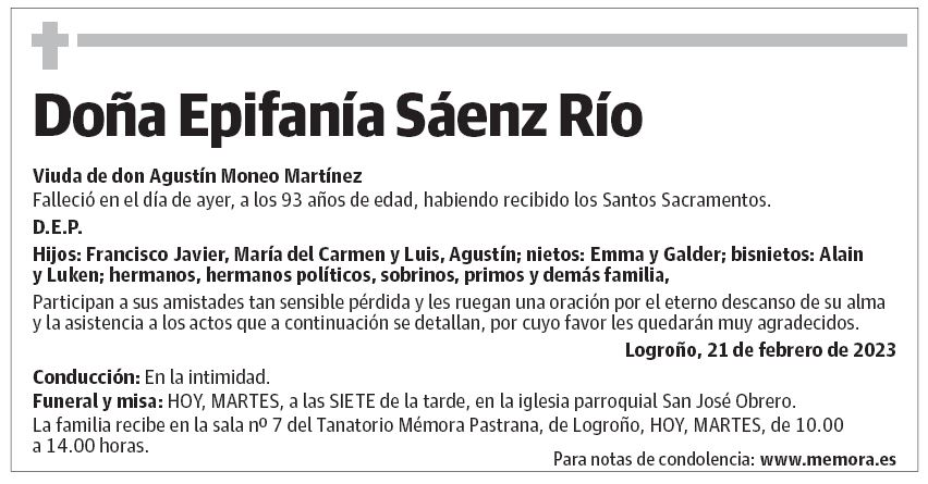 Doña Epifanía Sáenz Río