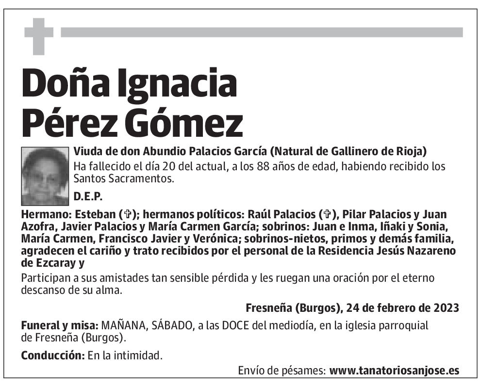 Doña Ignacia Pérez Gómez