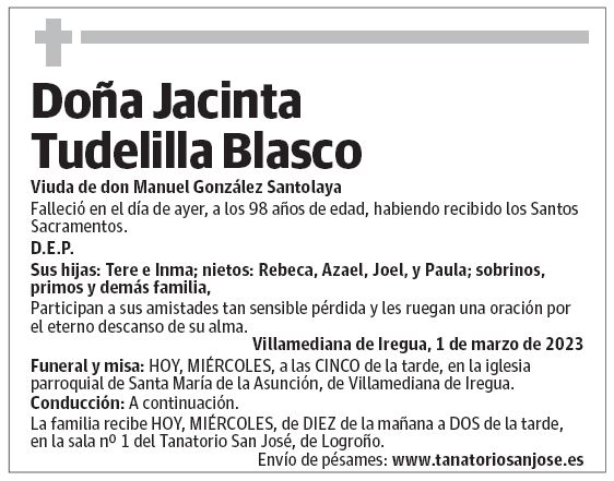 Doña Jacinta Tudelilla Blasco