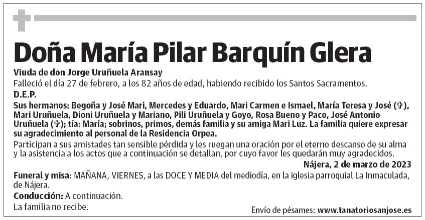 Doña María Pilar Barquín Glera