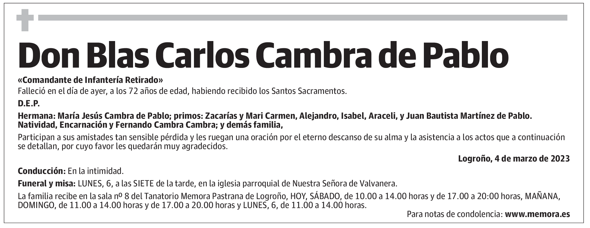 Don Blas Carlos Cambra de Pablo