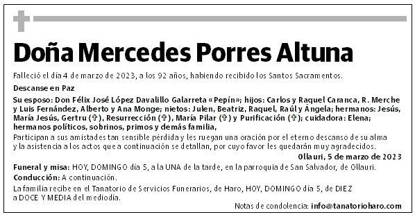 Doña Mercedes Porres Altuna