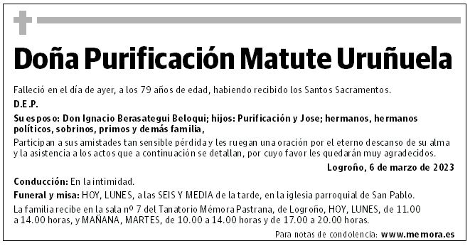 Doña Purificación Matute Uruñuela