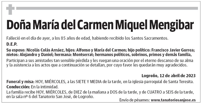 Doña María del Carmen Miquel Mengibar