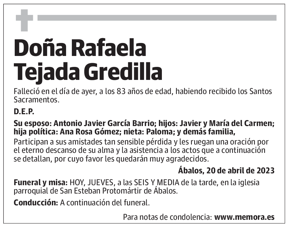 Doña Rafaela Tejada Gredilla