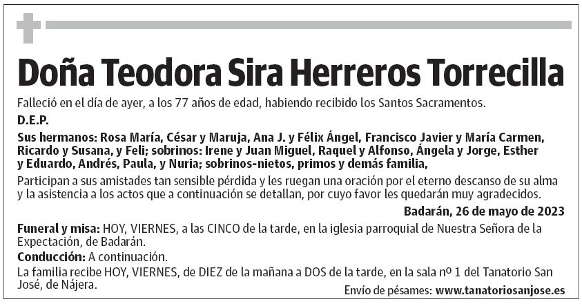 Doña Teodora Sira Herreros Torrecilla