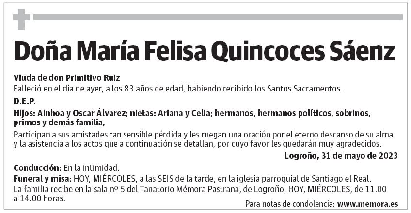 Doña María Felisa Quincoces Sáenz
