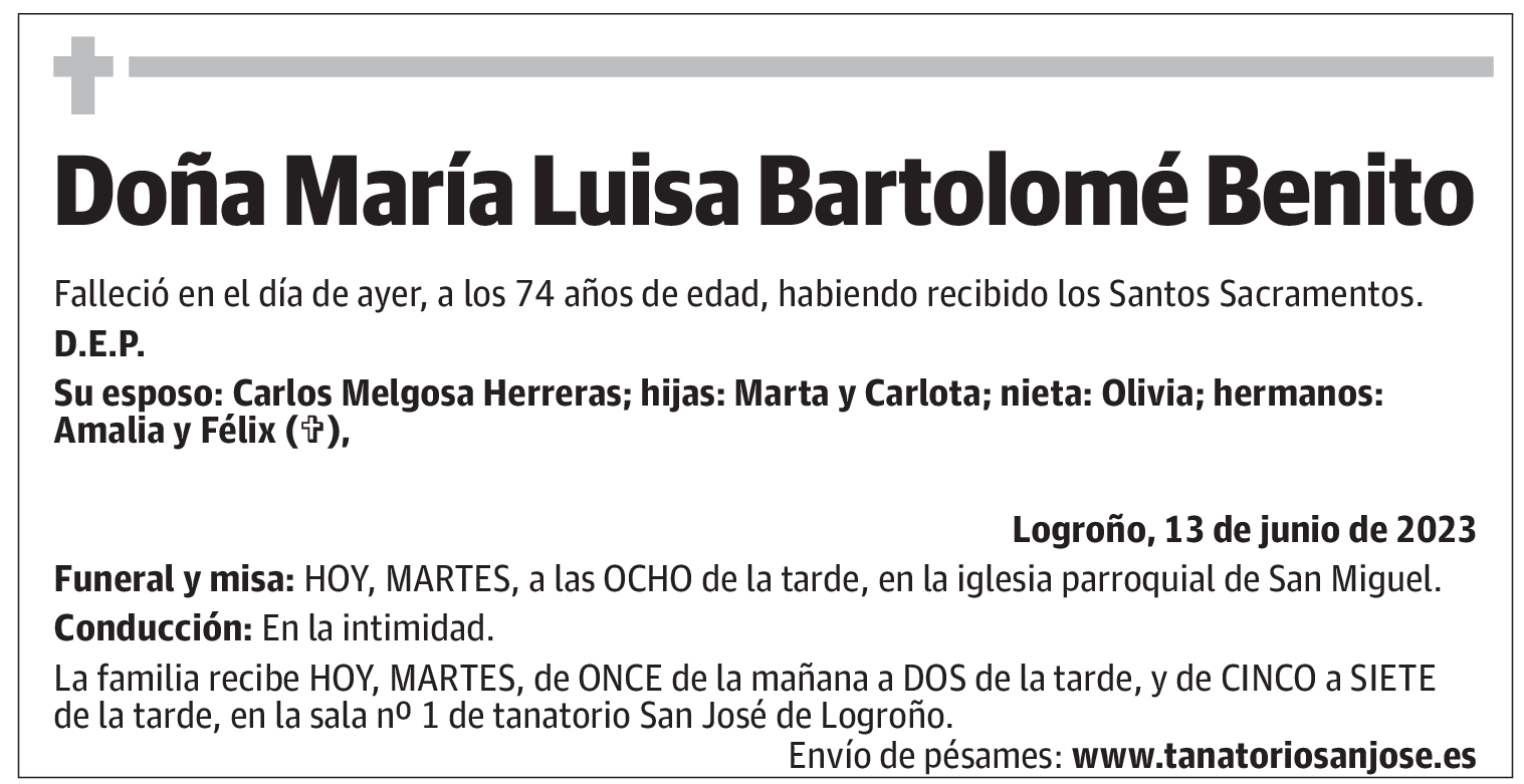 Doña María Luisa Bartolomé Benito