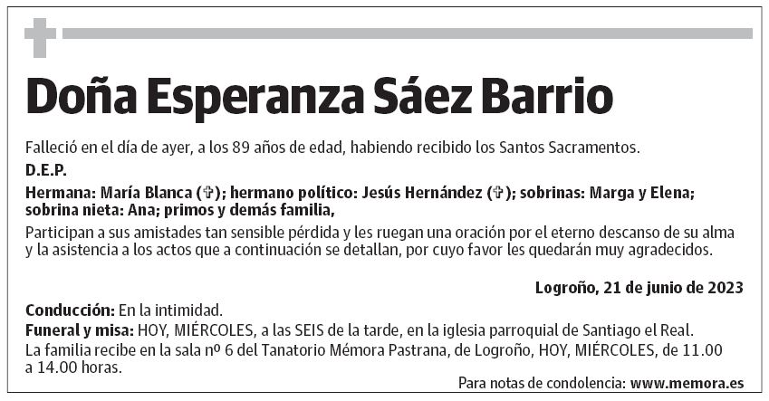 Doña Esperanza Sáez Barrio