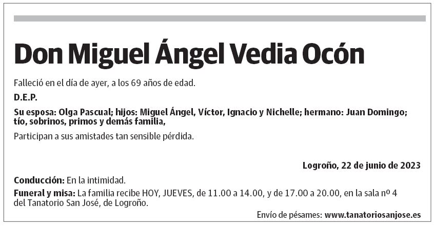 Don Miguel Ángel Vedia Ocón