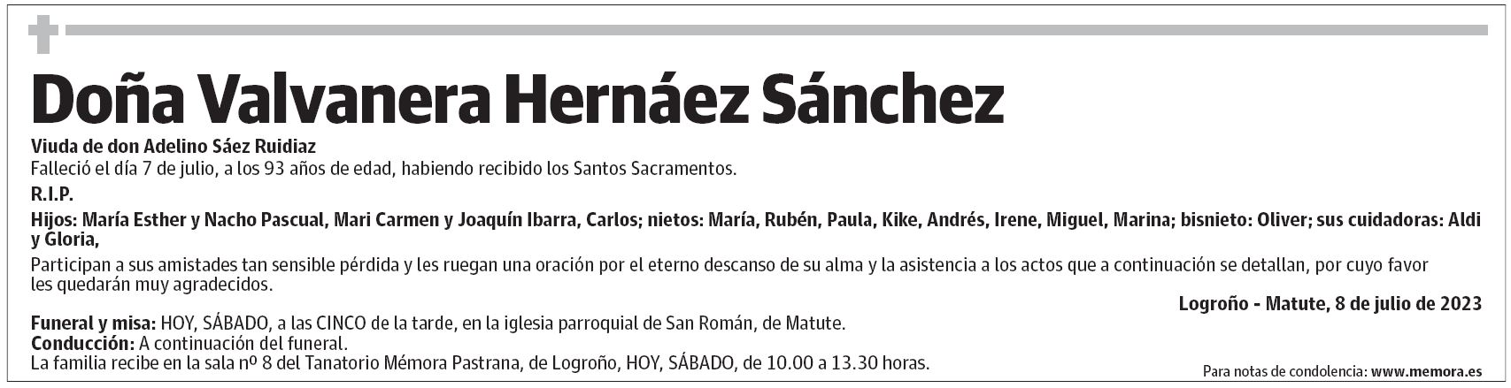 Doña Valvanera Hernáez Sánchez