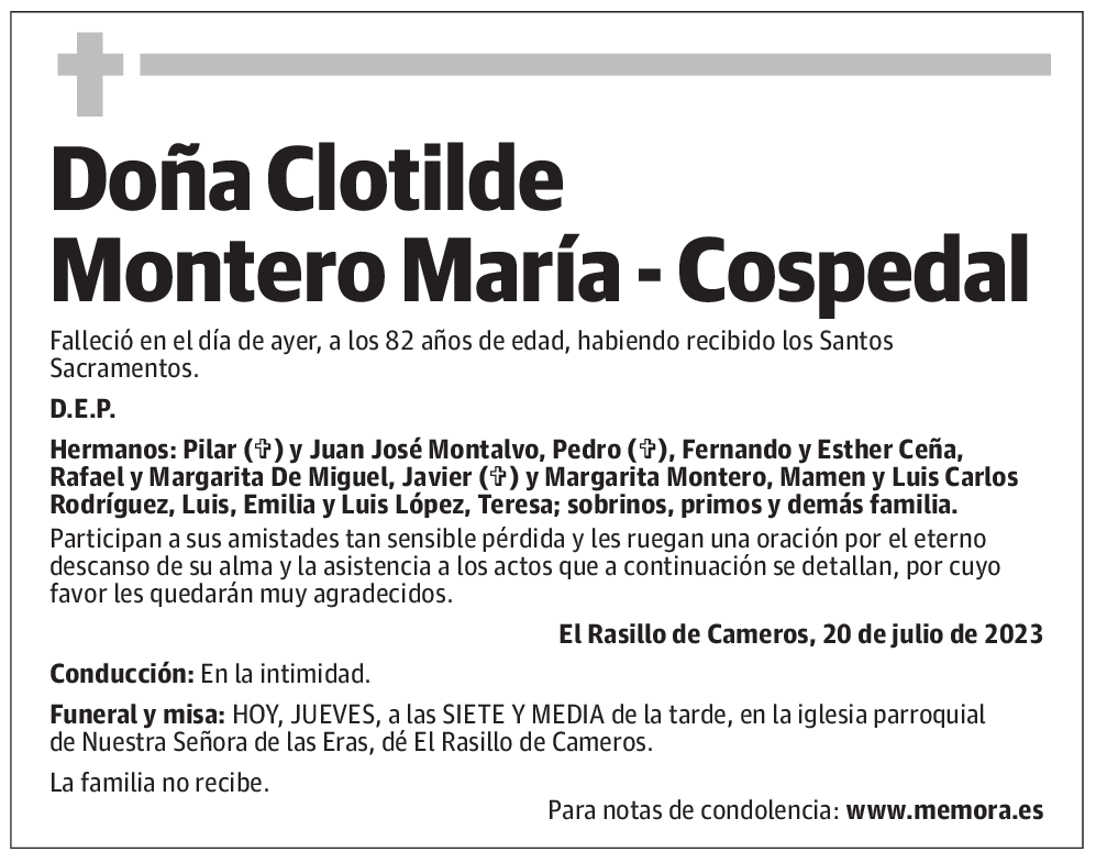 Doña Clotilde Montero María - Cospedal