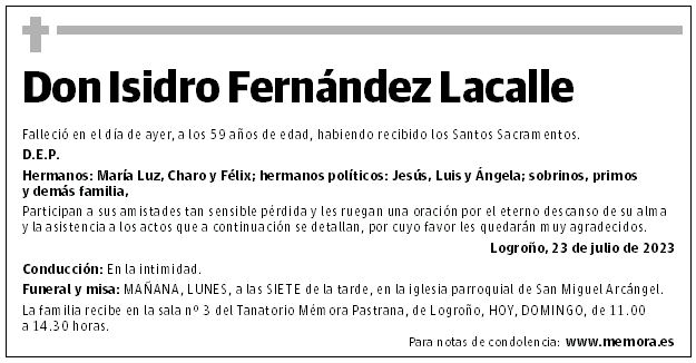 Don Isidro Fernández Lacalle