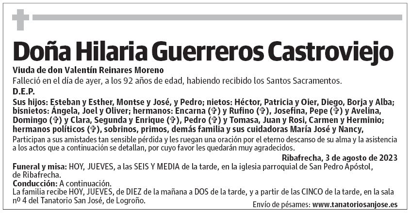 Doña Hilaria Guerreros Castroviejo