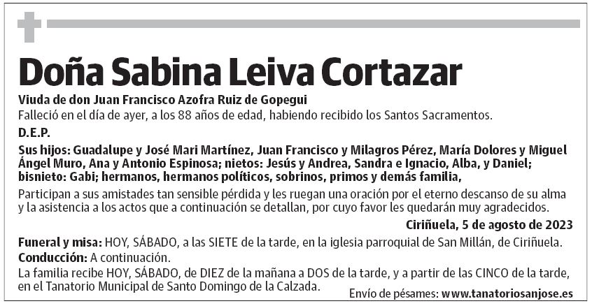 Doña Sabina Leiva Cortazar