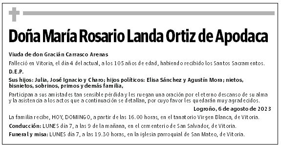 Doña María Rosario Landa Ortiz de Apodaca