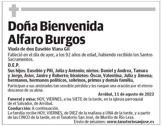 Doña Bienvenida Alfaro Burgos
