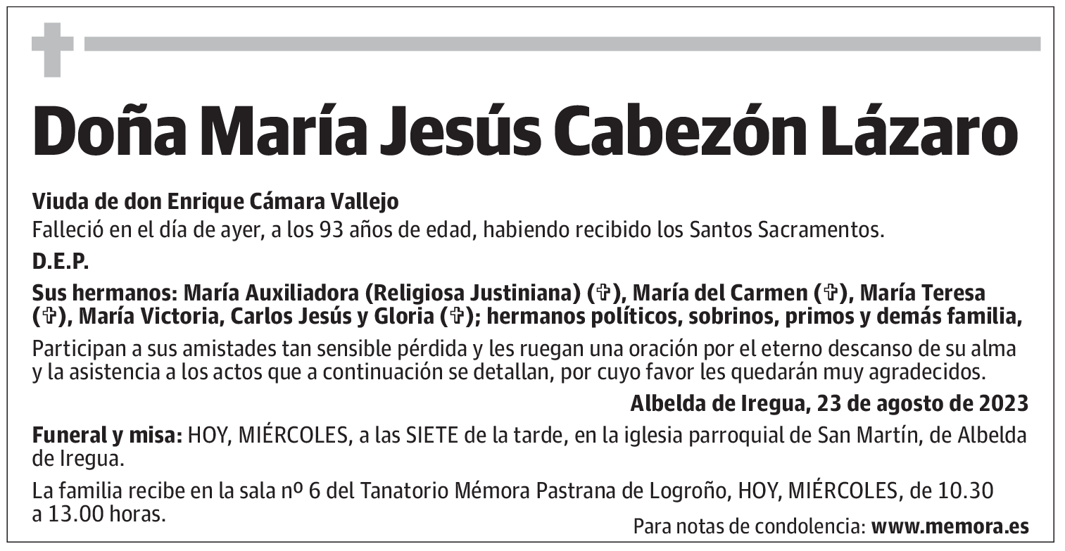 Doña María Jesús Cabezón Lázaro