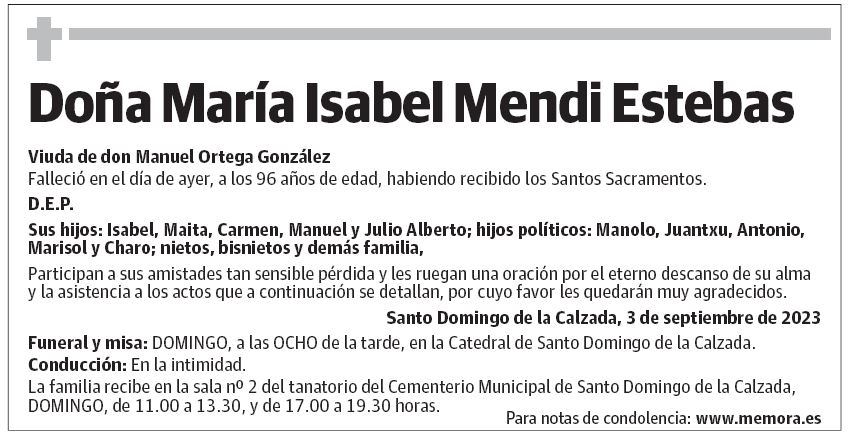 Doña María Isabel Mendi Estebas