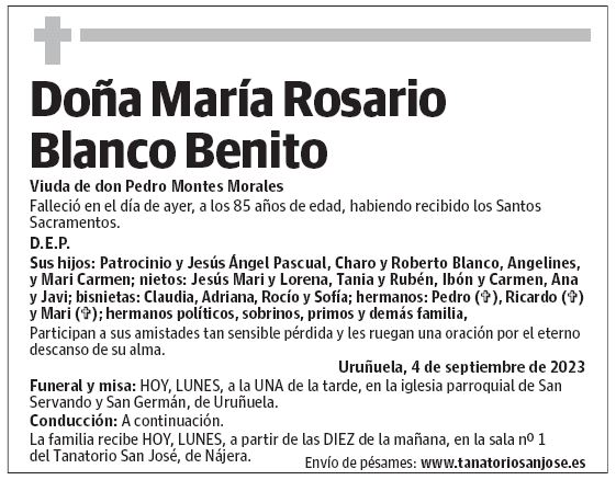 Doña María Rosario Blanco Benito