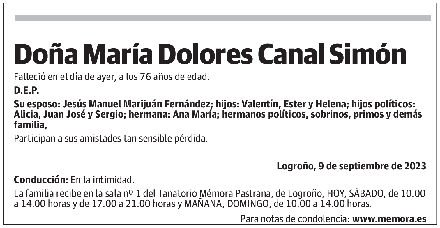 Doña María Dolores Canal Simón