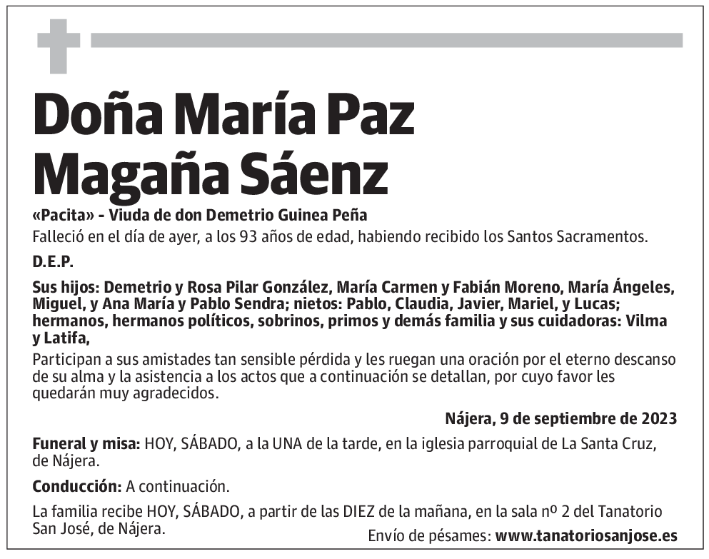 Doña María Paz Magaña Sáenz