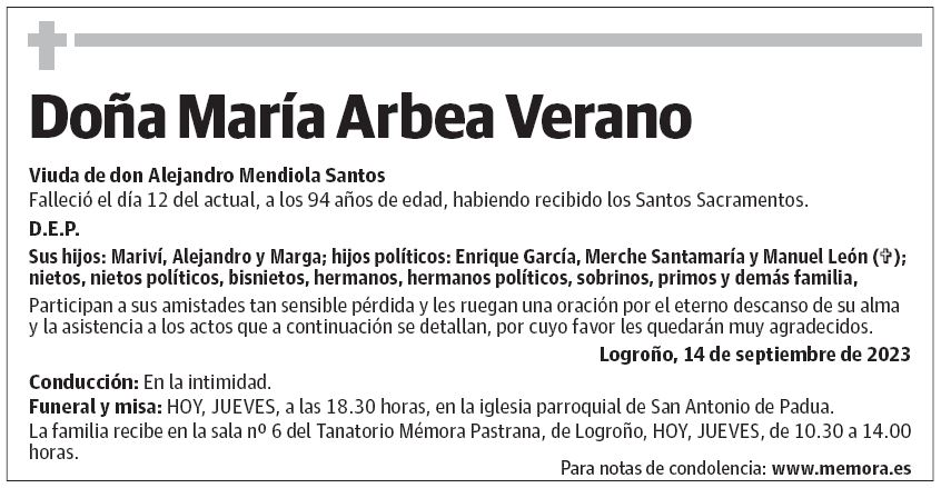 Doña María Arbea Verano