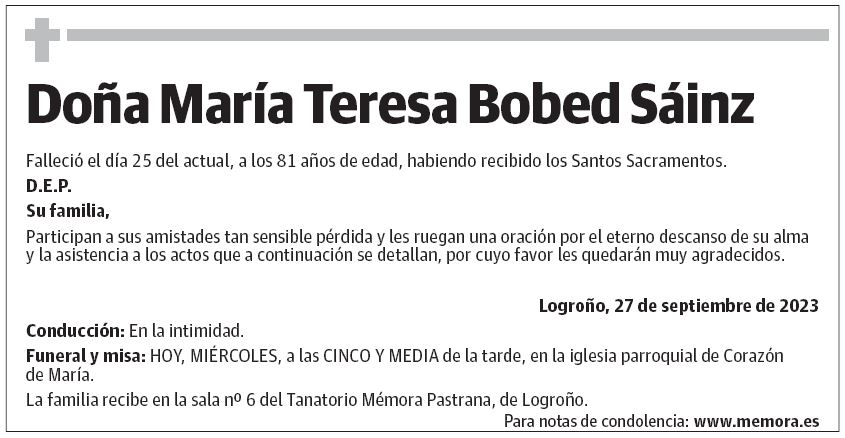Doña María Teresa Bobed Sáinz