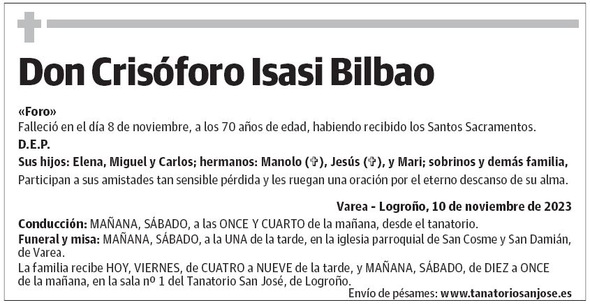 Don Crisóforo Isasi Bilbao