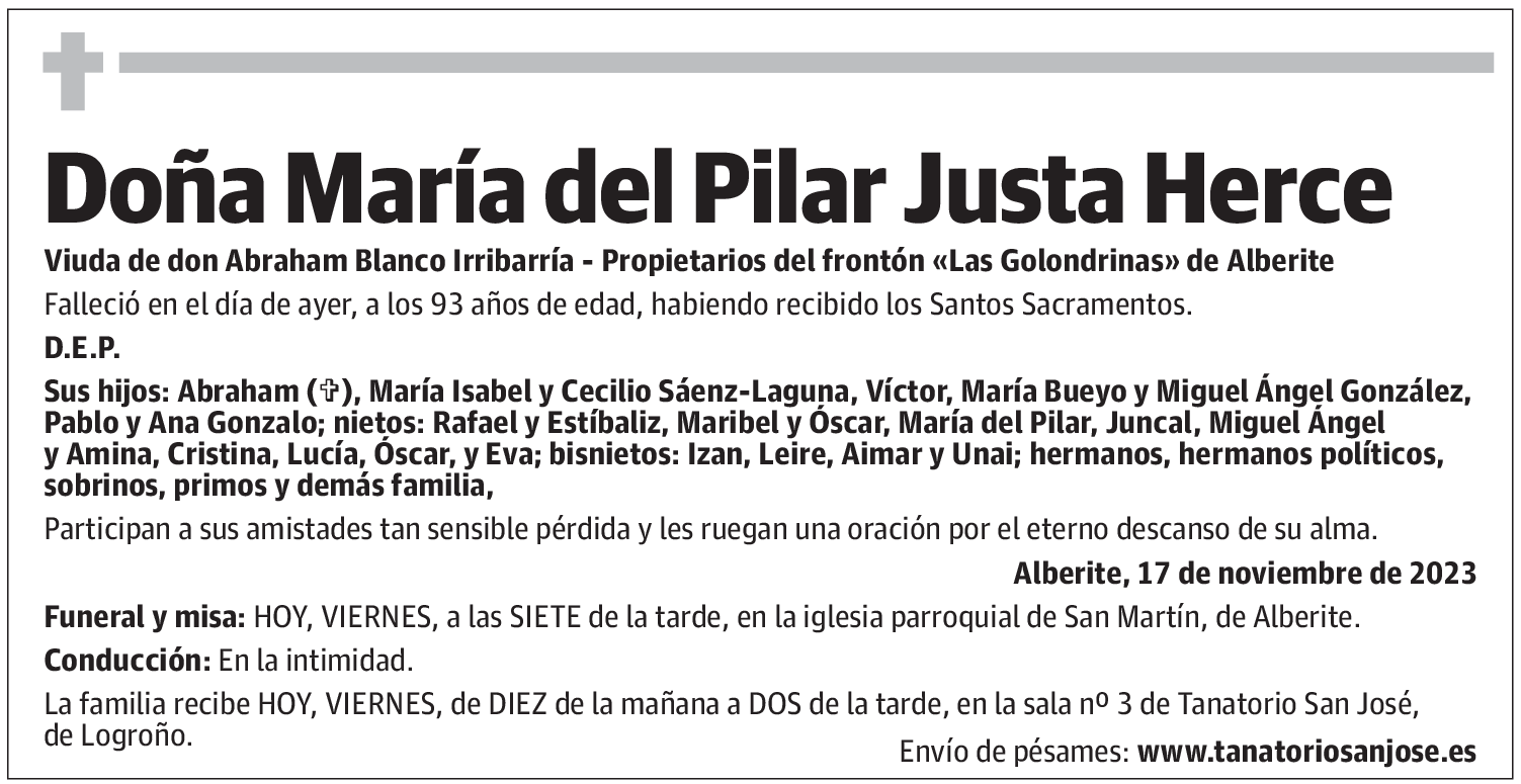 Doña María del Pilar Justa Herce