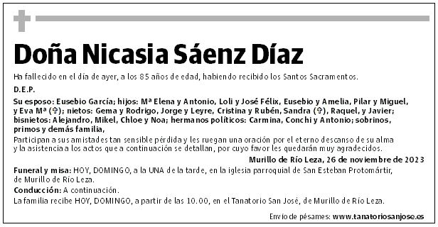 Doña Nicasia Sáenz Díaz