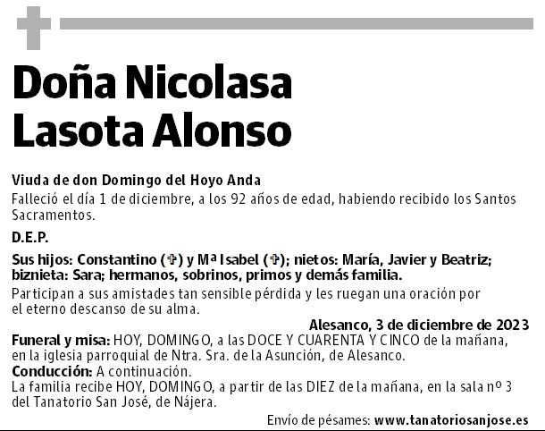 Doña Nicolasa Lasota Alonso