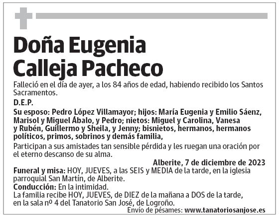 Doña Eugenia Calleja Pacheco
