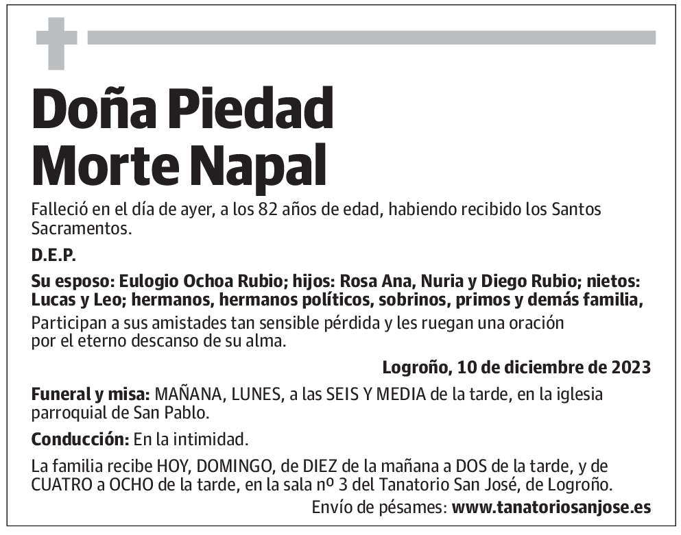 Doña Piedad Morte Napal