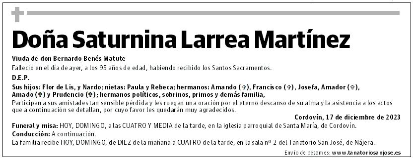 Doña Saturnina Larrea Martínez