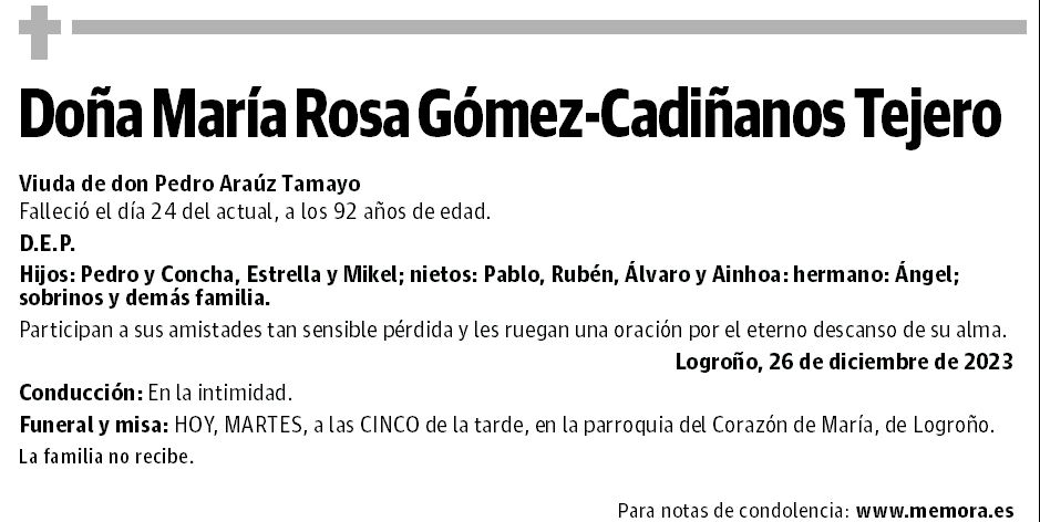 Doña María Rosa Gómez-Cadiñanos Tejero