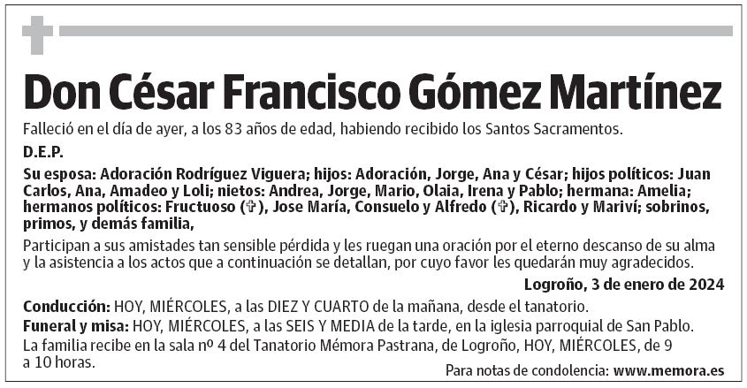 Don César Francisco Gómez Martínez