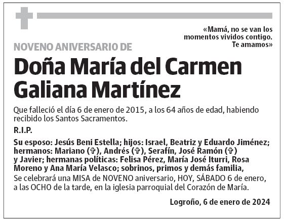 Doña María del Carmen Galiana Martínez