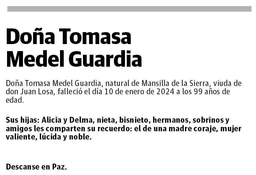 Doña Tomasa Medel Guardia