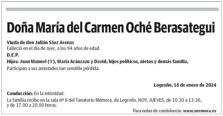 Doña María del Carmen Oché Berasategui
