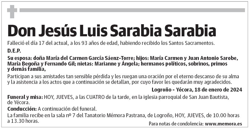 Don Jesús Luis Sarabia Sarabia