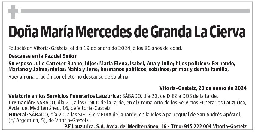 Doña María Mercedes de Granda La Cierva