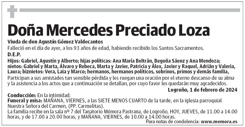 Doña Mercedes Preciado Loza