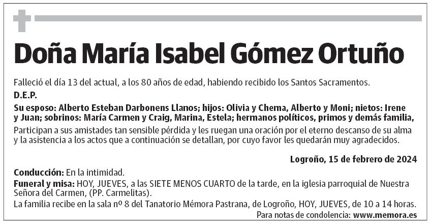 Doña María Isabel Gómez Ortuño