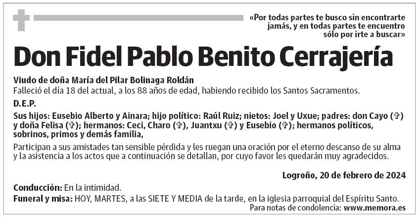 Don Fidel Pablo Benito Cerrajería