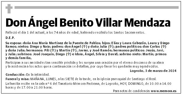 Don Ángel Benito Villar Mendaza